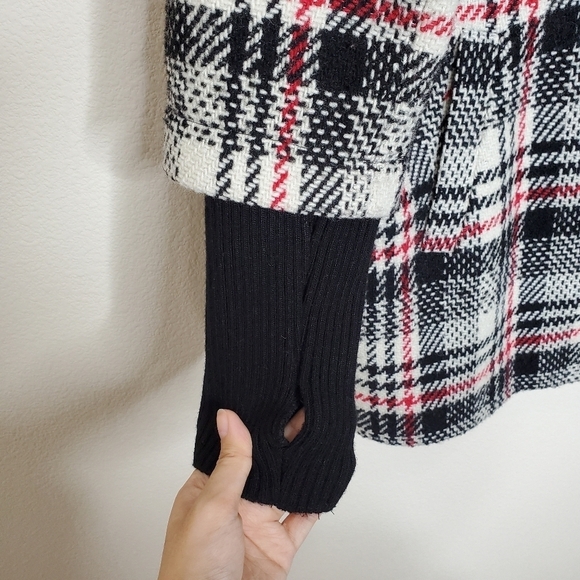 Express Plaid Ribbed Sleeves Wool Cocoon Jacket - Picture 11 of 14